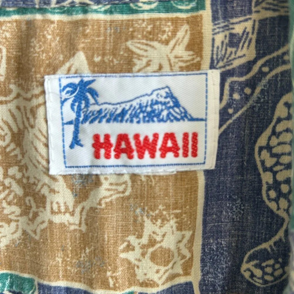 Men's Hawaiian Reverse Tribal Ethnic Print Turtle Casual Aloha Shirt - Picture 3 of 6